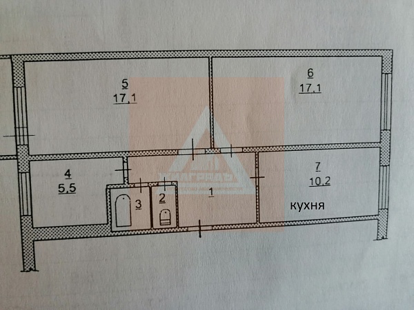 3-к квартира, 64 кв.м.