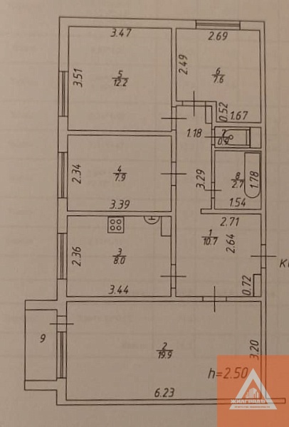 4-к квартира, 70 кв.м.