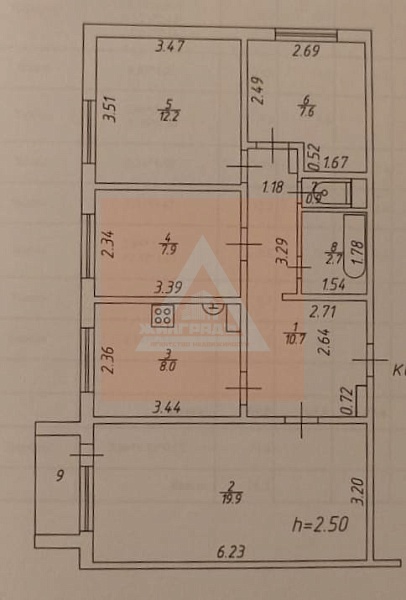4-к квартира, 70 кв.м.